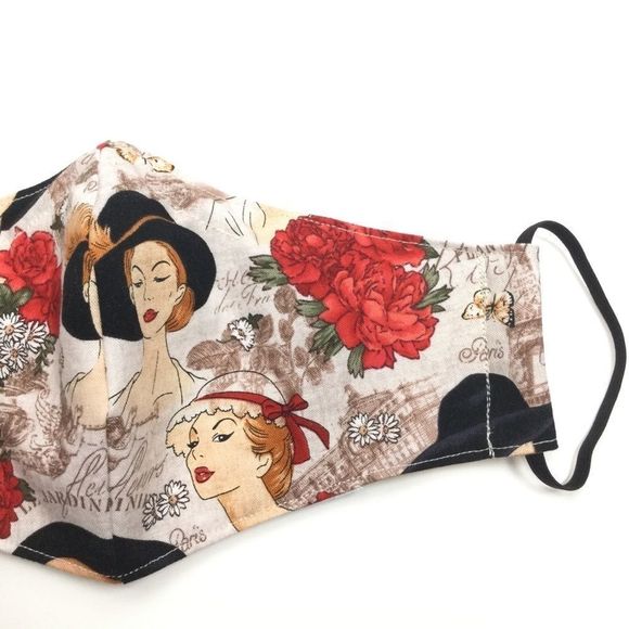 2/$15 - Paris Mask, Vintage Red Hat Fashion Face Mask, Filti Filter - Picture 7 of 16